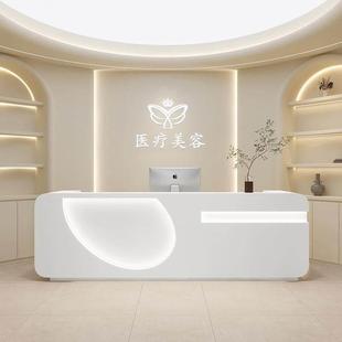 美容院店铺小型收银台彷岩板柜台桌科技公司前台接待台奶茶店吧台