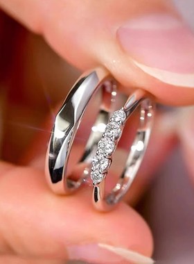 余生情侣戒指纯银一对款小众设计刻字开口对戒送男女友情人节礼物