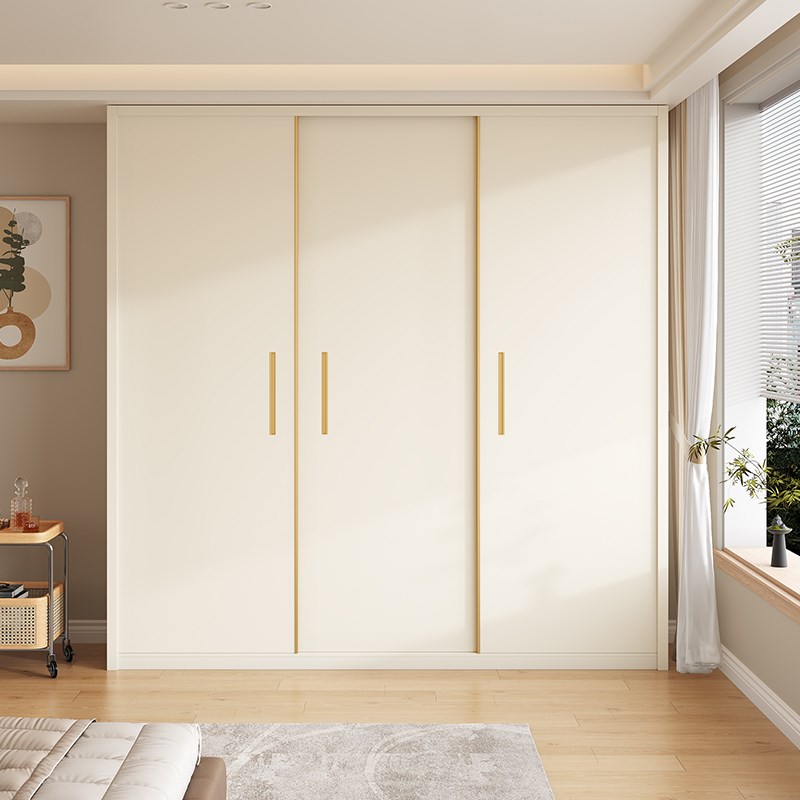 定制实木推拉门衣柜橡木ENF级家用卧室奶油风2024V新款爆款大衣橱