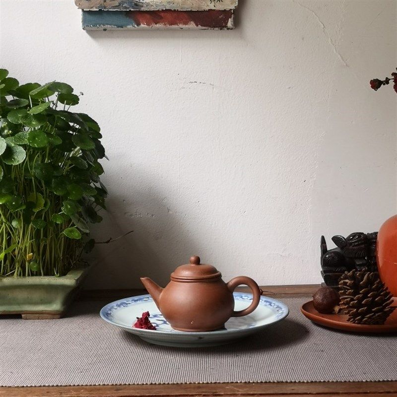 清代青花茶果盘壶承收纳老物件古董瓷器艺术案头摆件