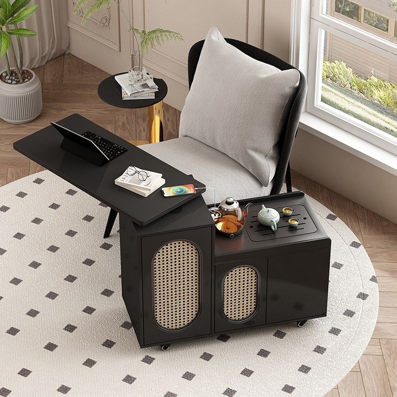 新型移动茶台多功能藤编沙发边几可旋转烧水台黑色小茶几客厅家用,住宅家具,移动边几/推车,淘宝优惠券,粉丝福利购,淘宝优惠卷