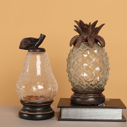 北欧田园客厅玻璃菠萝灯酒吧餐厅居家酒架玄关创T意装饰品摆件摆