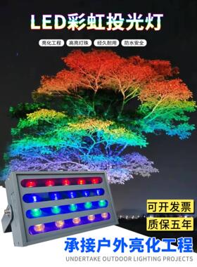 彩虹树照明户外Led防水彩色泛光灯聚光灯庭院景观花园绿色植物景