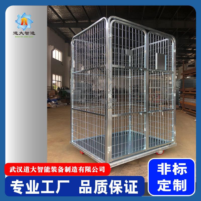 专业生产折叠物流周转笼车对开门物流台车手推物料车移动货架