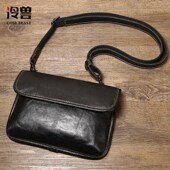 冷兽男士 真皮单肩包背包横款 斜挎包软牛皮手拿包手抓包男包休闲