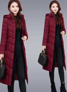 中老年轻薄款羽绒棉衣女中u长款修身显瘦棉服女妈妈装冬装棉袄外