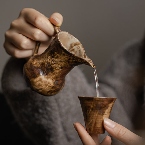 手工粉引公道杯侘寂风匀杯创意粗陶手执功夫泡茶器仿古公杯分茶器