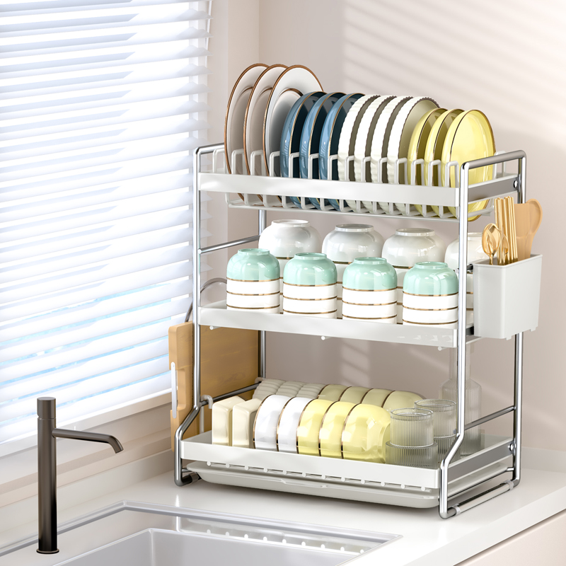 304不锈钢碗碟置物架家用厨房多功能沥水碗架碗盘碗筷盘子收纳架