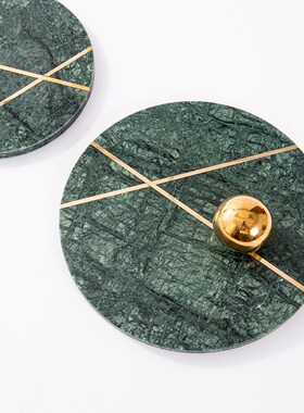 现代简约大理石托盘收纳盘摆件茶几玄关桌面摆场T软装饰品桌面摆