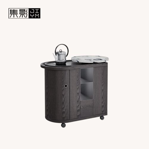 可移动实木茶几小户型家用带轮推C车沙发边柜现代简约移动茶台茶