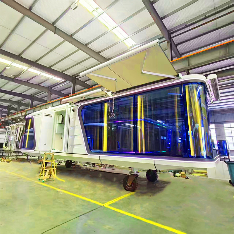 太空舱阳光房沙滩露营基地胶囊房带遮阳棚的移动太空舱民宿房