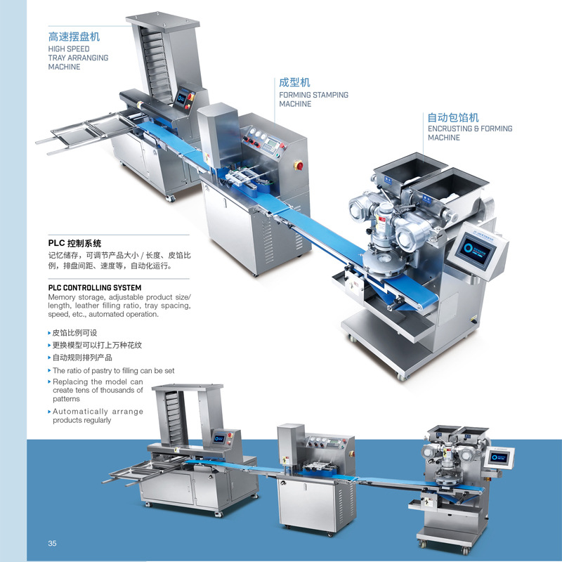 现货月饼生产线 全自动包馅打饼排盘糕点饼干成型机 多功能包馅机