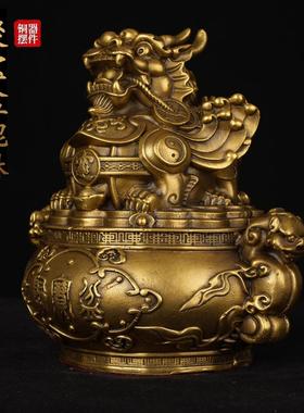 铜聚宝盆貔貅摆件飞天皮丘家居客厅玄关办公室装饰店铺开业礼品