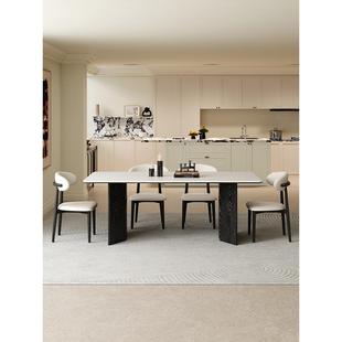 家庭小公寓板岩餐桌意大利风格 轻奢现代简约客厅高端矩形桌