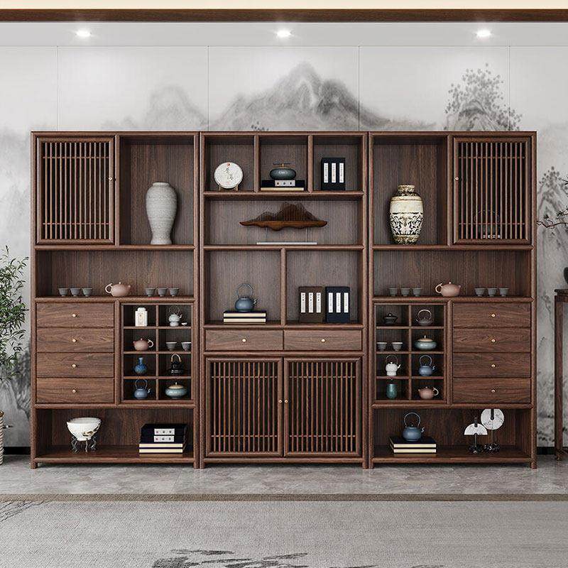 新中式实木博古架现代简约轻奢家用客厅茶室茶具收纳层架装饰柜