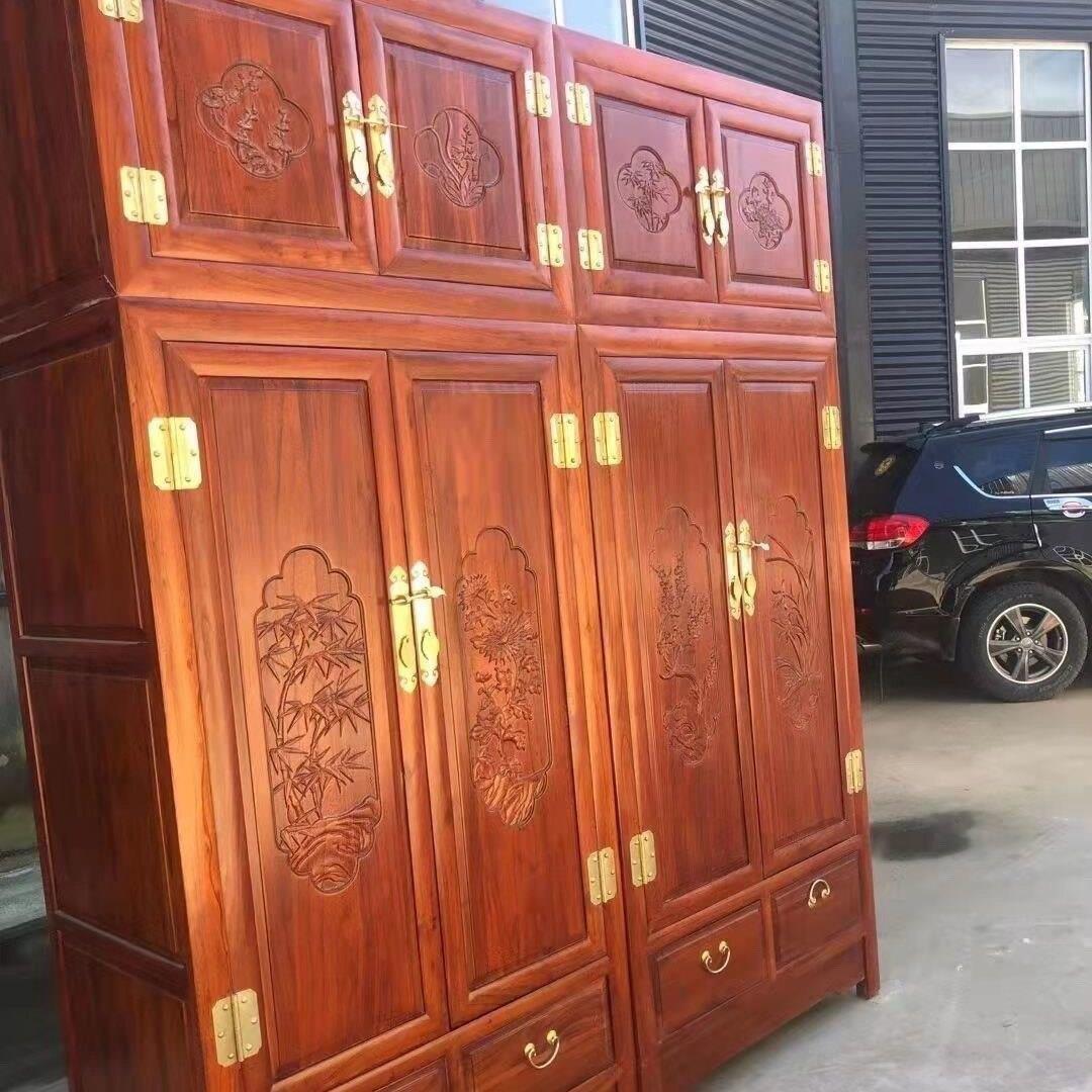 老榆木复古顶箱柜全实木大衣柜卧室收纳柜简约风格