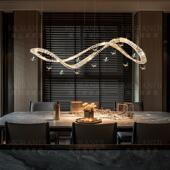 意式 轻奢水晶饭厅吊灯大气高级感别墅覆式 楼客厅设计师蝴蝶飘带灯