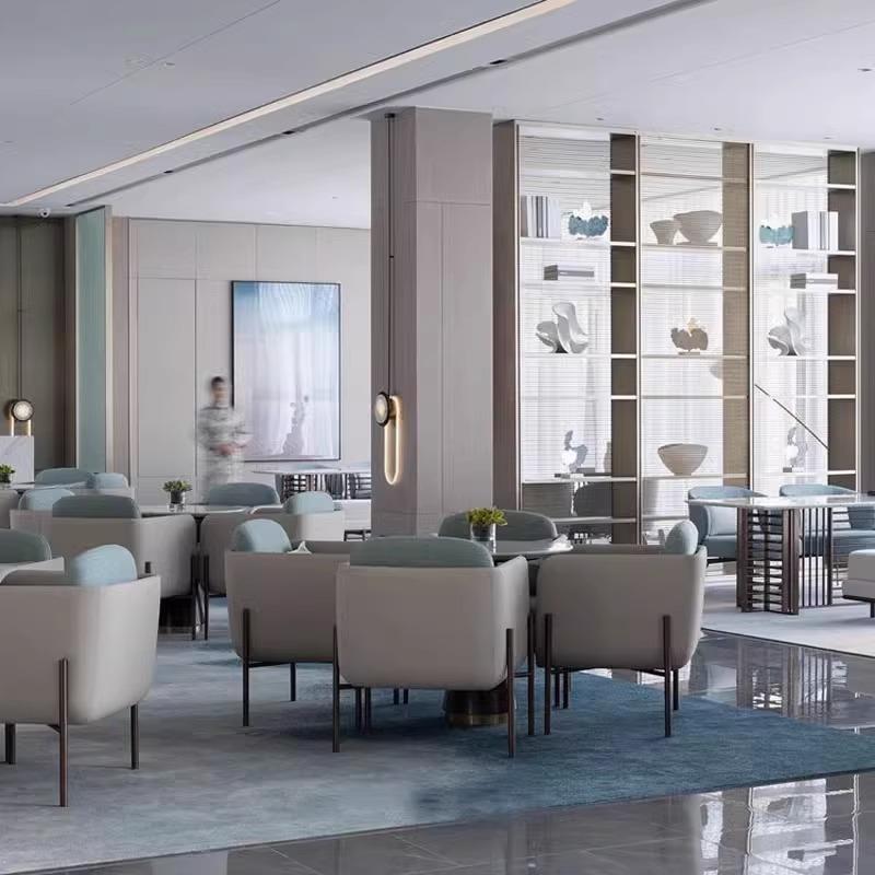 轻奢商务单人沙发椅售楼处简约现代商务洽谈沙发接待会客桌椅组合