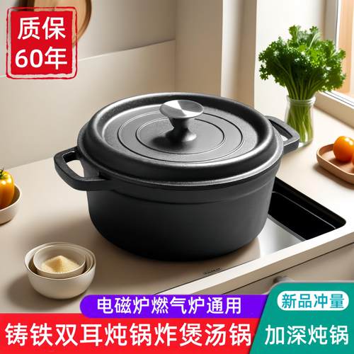 铸铁微压炖锅无涂层不沾锅家用煲汤锅炖肉锅炖锅炖盅炖锅炖盅炖锅