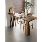 吧台桌椅组合家用客厅高脚桌阳台高级定制休闲靠墙实木桌板窄桌子