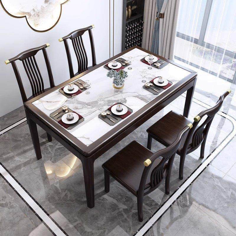 新中式实木餐桌椅组合长方形客厅简约现代小户型方桌餐厅岩板饭桌,住宅家具,岩板餐桌,淘宝优惠券,粉丝福利购,淘宝优惠卷