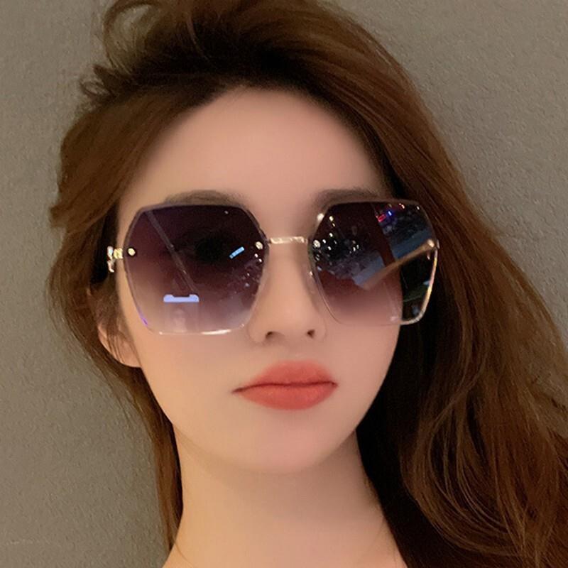 太阳眼镜女2026款防晒显瘦抗UV太阳眼镜女士眼镜遮阳树脂圆脸无框