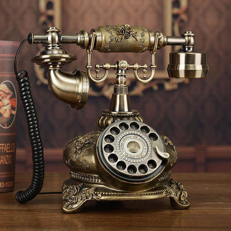 老式时尚创意旋转电话机彷古欧式田园覆古家用座机办公古董电话