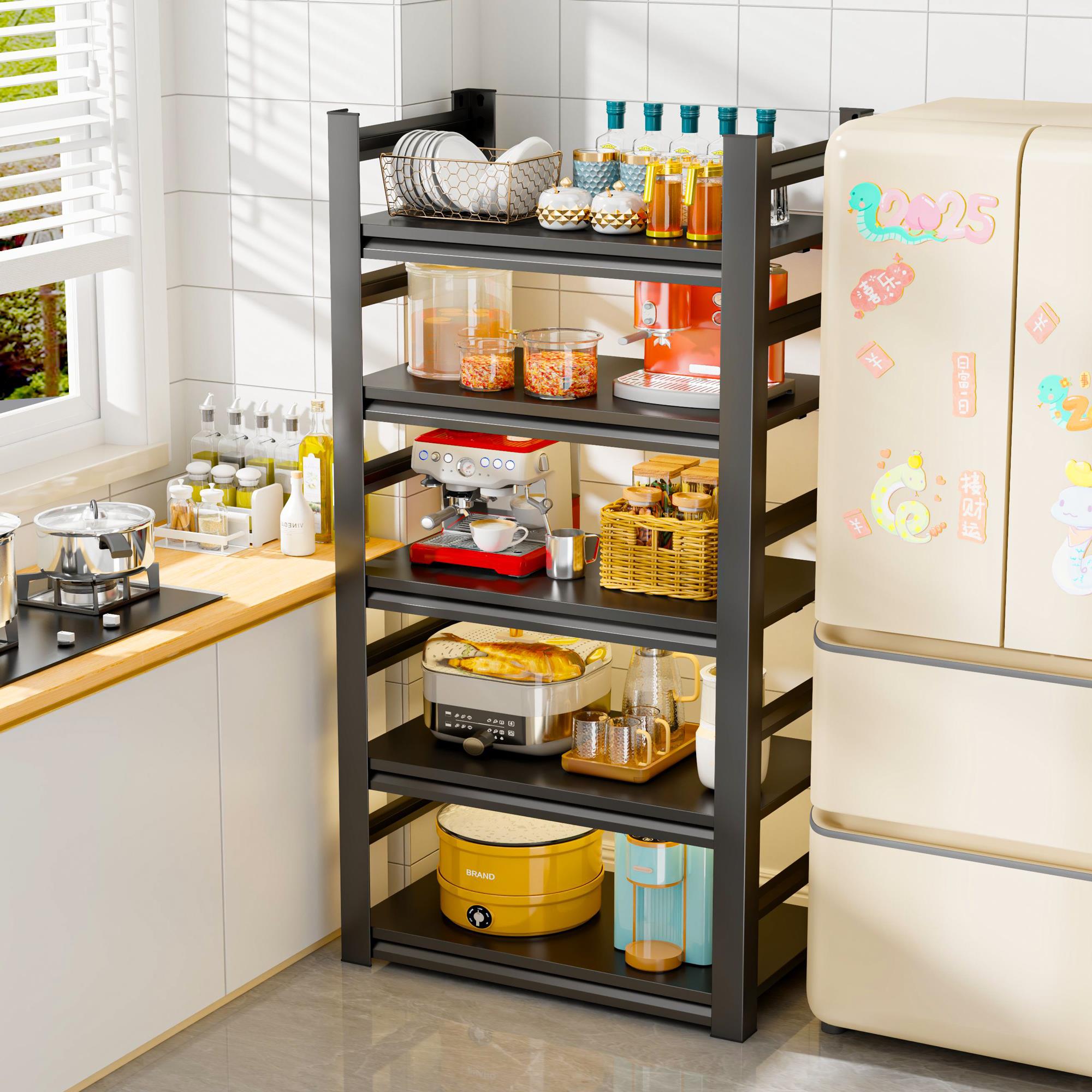 厨房置物架落地多层微波炉烤箱收纳架家用多功能展示架储物架货架