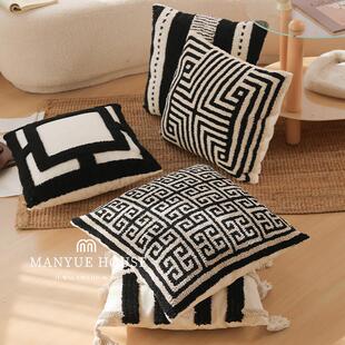 蔓越家 侘寂棉麻样板间客厅沙发抱枕靠垫床头靠垫腰靠枕靠背软包