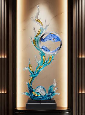 入户玄关九鱼聚财锦鲤鱼流沙画招财摆件办公室客厅乔迁新居礼物品