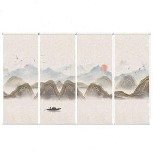 窗帘亚麻卷帘禅意遮光茶室装 曼莎诺新中式 饰会所隔断意境电动升降