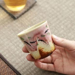 手绘釉下彩陶瓷鱼茶杯功夫茶具品茗杯单杯冰裂开片茶盏专用主人杯