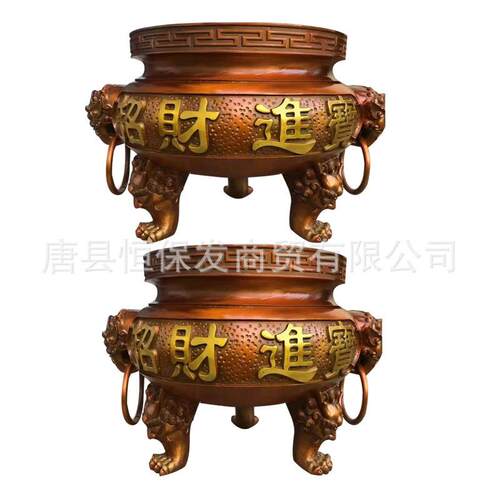 厂家纯铜香炉摆件三足圆香炉口径10203040