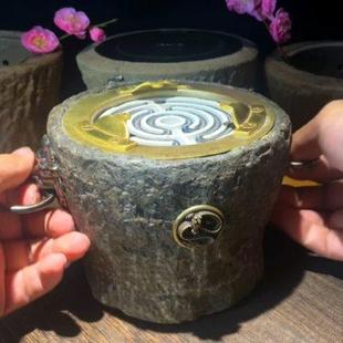 中式复古老石臼茶炉插电陶炉小型煮茶器古法电炉丝手工石头温茶器