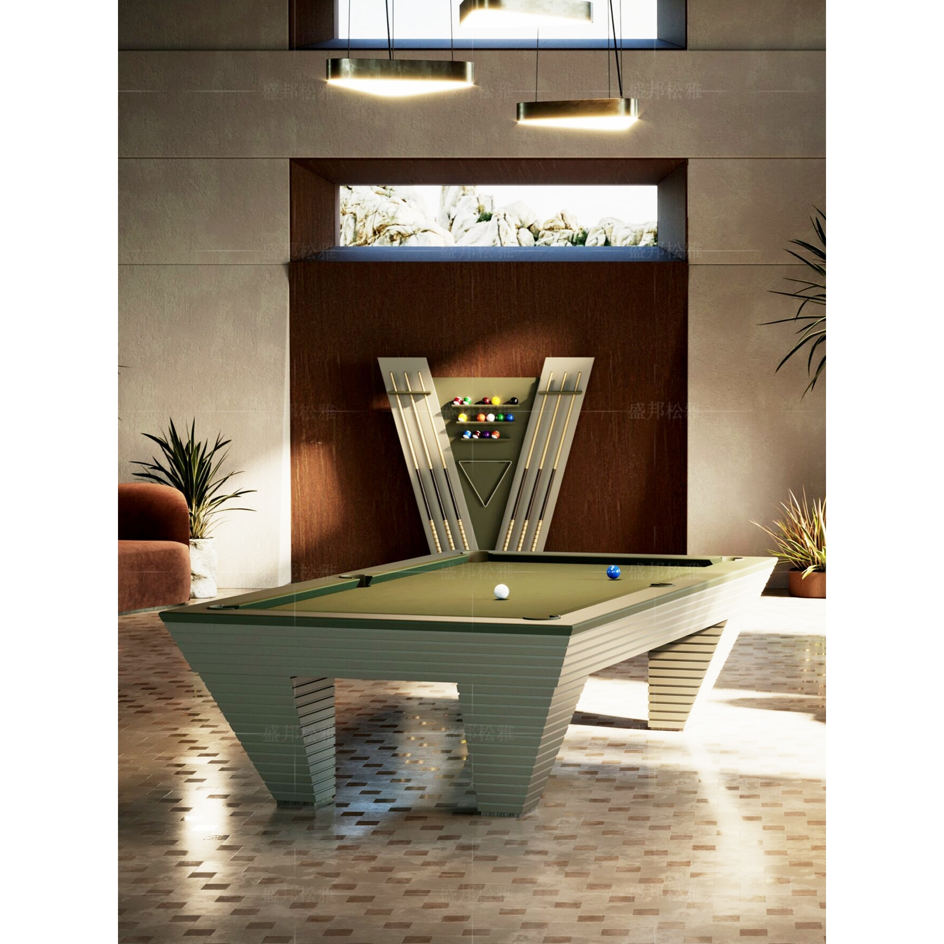 意式轻奢实木台球桌高端别墅室内标准型会所俱乐部黑八成人桌球台