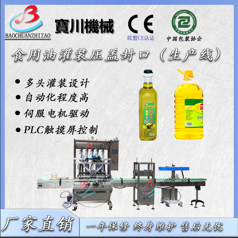 全自动食用油灌装机大豆油花生油菜籽油伺服活塞灌装封口机
