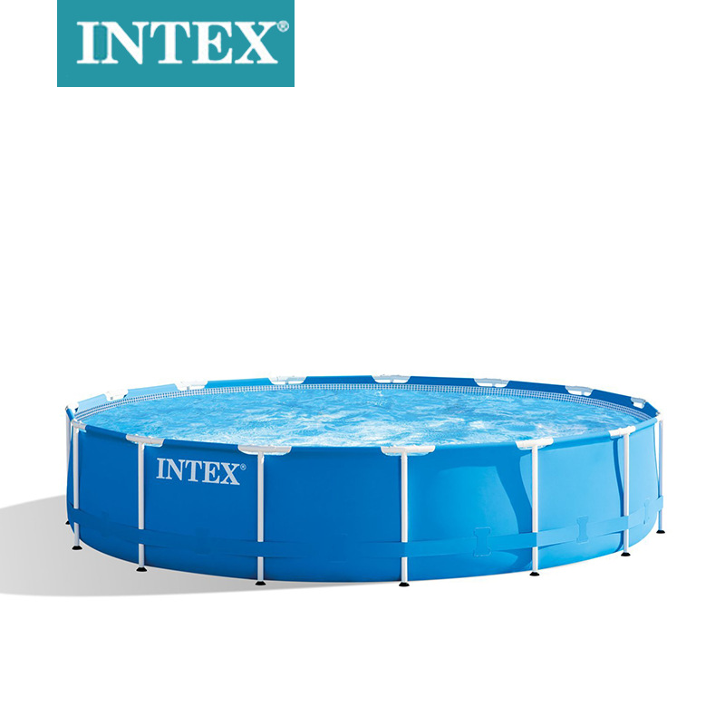 INTEX28210家庭戏水池12尺圆形管架水池户外支架水池加厚加高