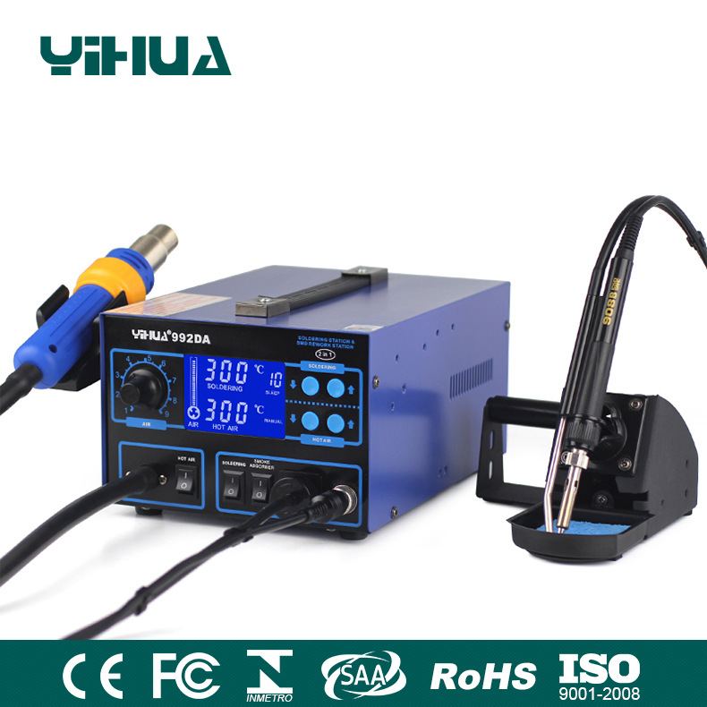 谊华YIHUA992DA热风枪拆焊台 吸烟热风焊台 数显热风枪三合一