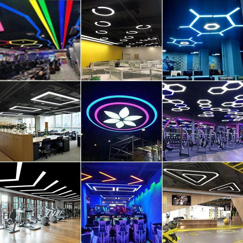 LED造型灯创意异形长条灯具定制商场网咖健身房办公室工业风吊灯