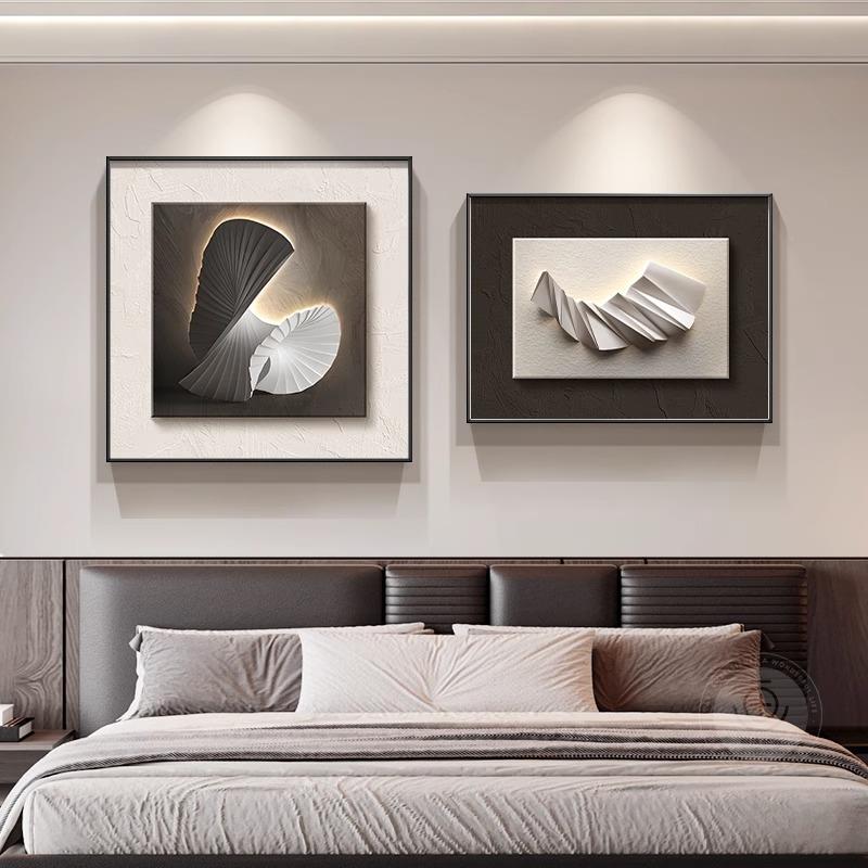 现代极简卧室床头装饰画几何抽象房间主卧墙面挂画高级感餐厅壁画图片
