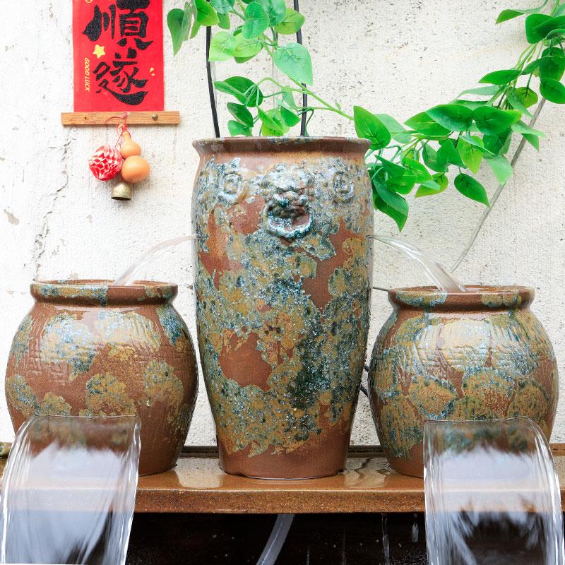 全套造景生态流水陶罐瀑布循环水养鱼覆古过滤器摆件鱼池古法鱼缸