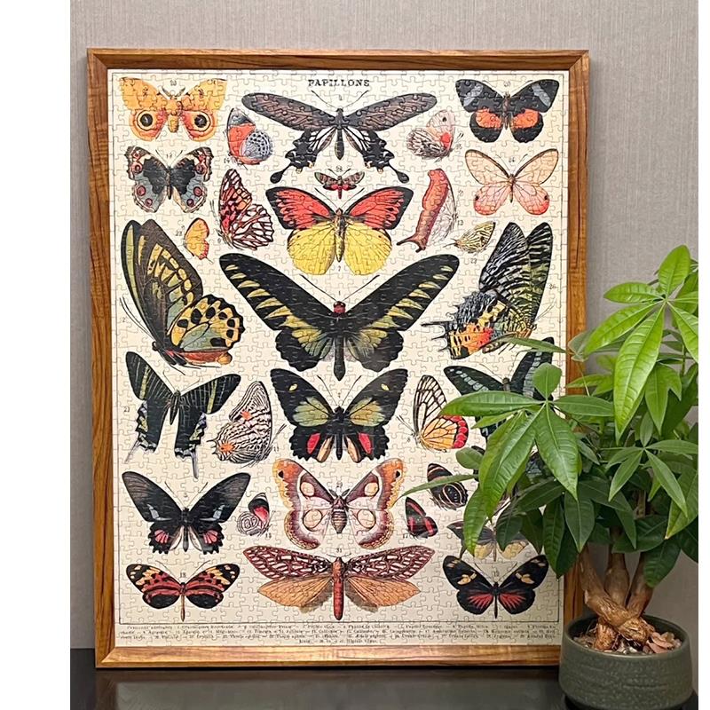 Cavallini植物花卉蝴蝶拼图框1000片500片架裱框70*55*35画框相框