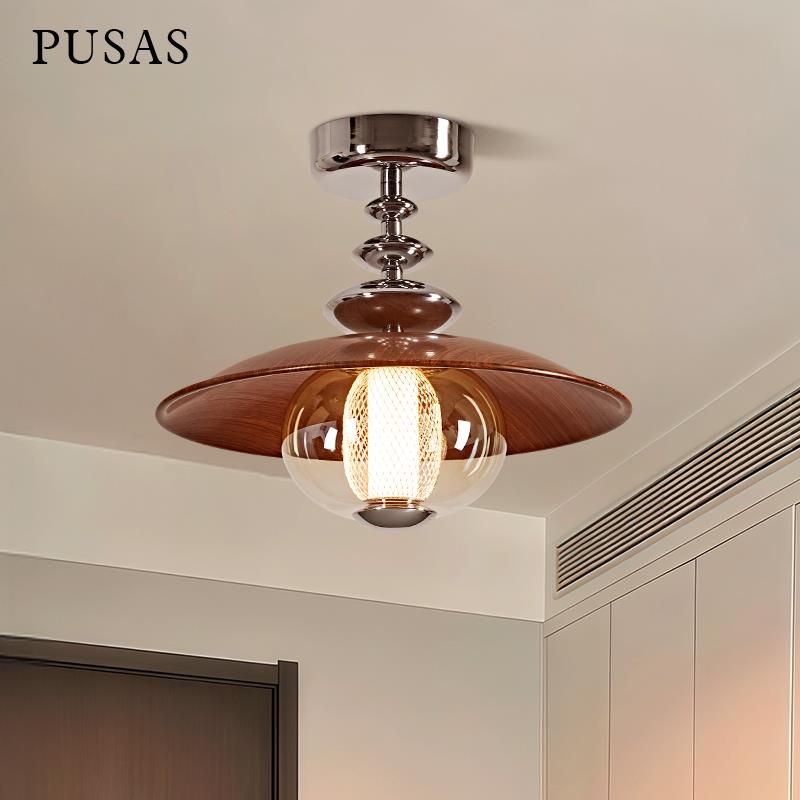 中古风吸顶灯入户灯过道走廊卧室灯创意设计师款艺术玻璃玄关灯具