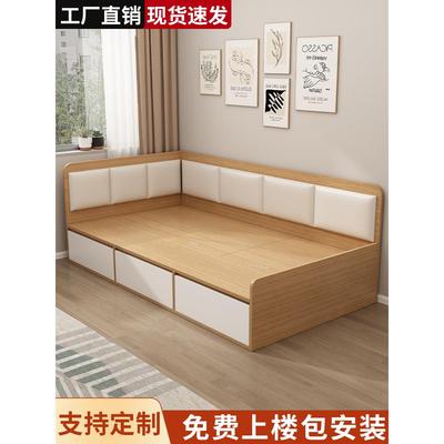 实木床榻榻米床架定制软包高箱储物床地台小户型带抽屉1米8单人床