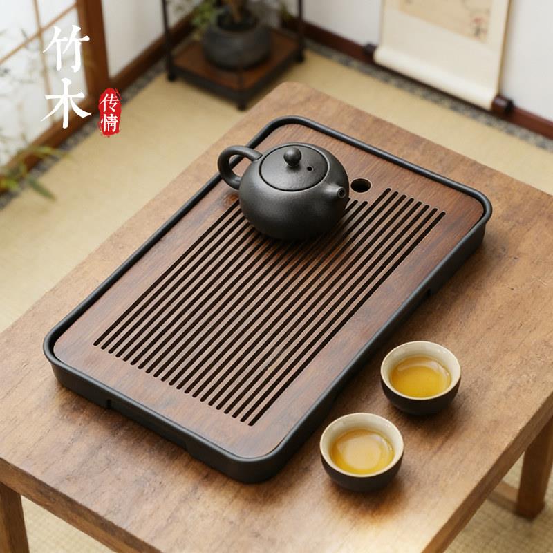 竹制茶盘轻奢小型储水式茶台功夫茶具一人单独干泡台沥水托盘家用