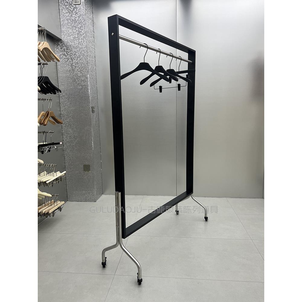 服装店展示架落地式带轮可移动不锈钢带轮中岛陈列架女装店货架子
