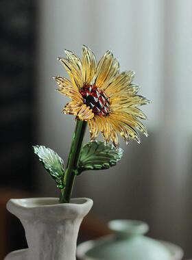 淄博琉璃向日葵仿真花摆件家居桌面装饰玻璃插花假花束礼物高级感