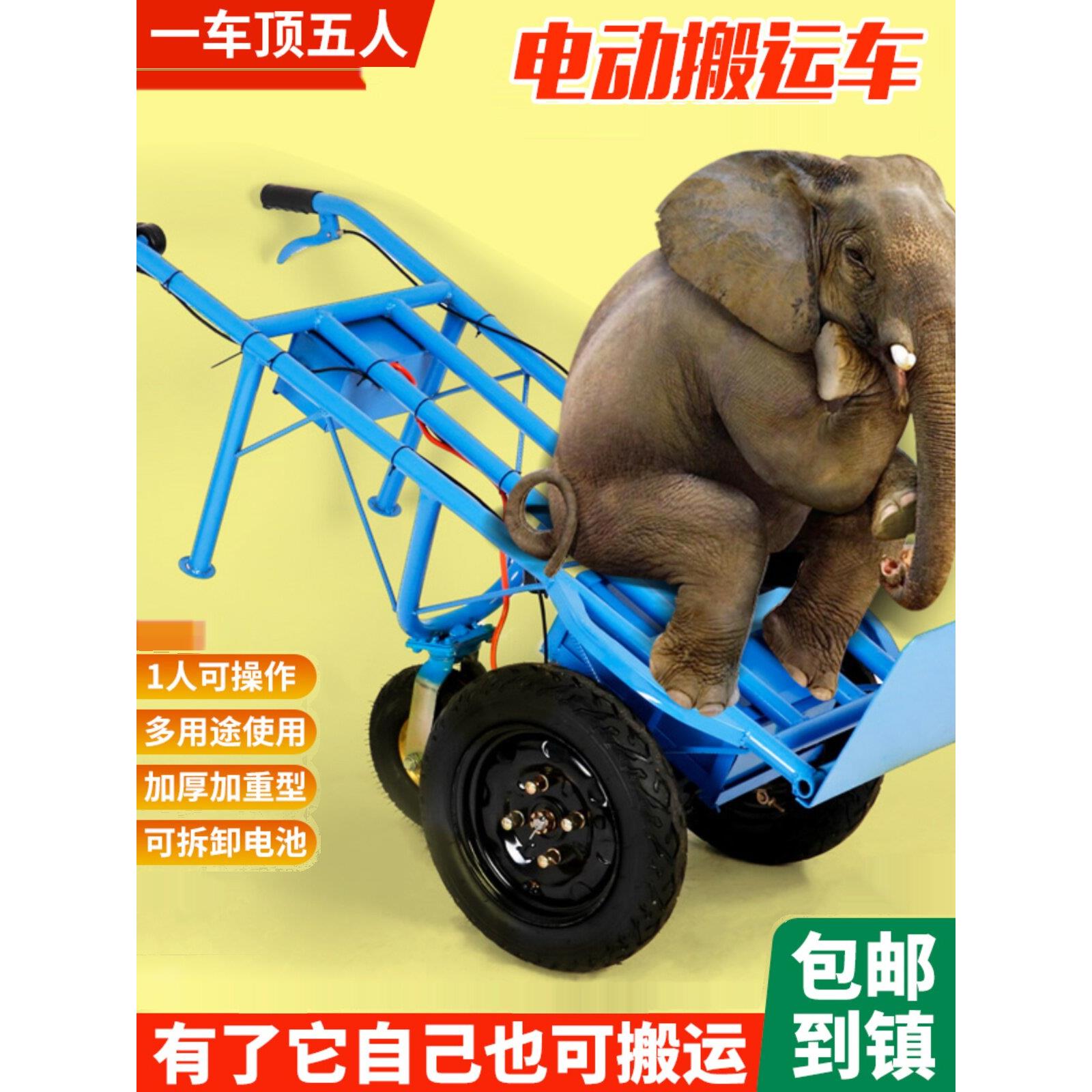 电动老虎手推车仓库工地瓷砖搬运车拉货爬坡载重王加厚平板小推车