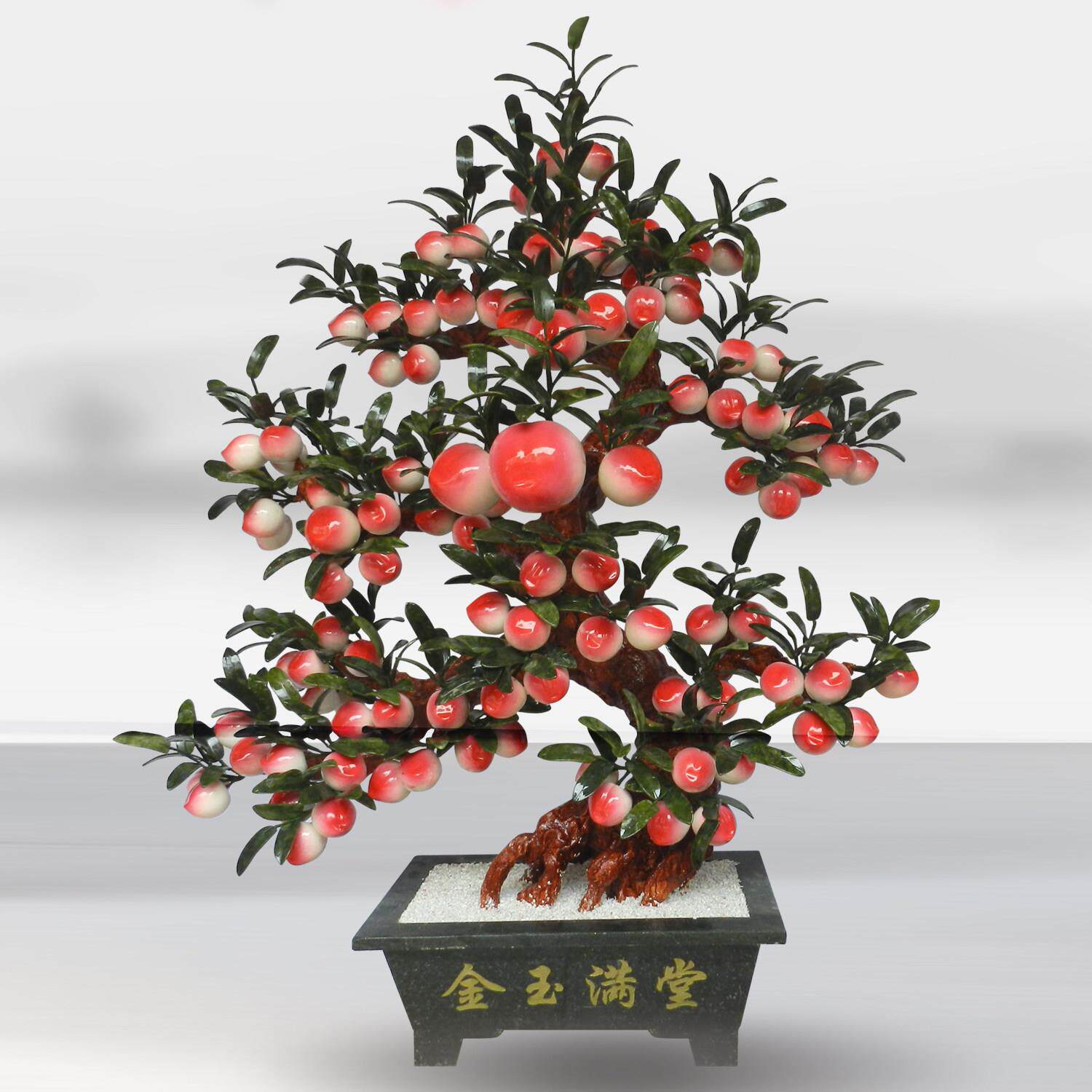 玉石68寿桃树客厅玉器家居蟠桃饰品仙桃工艺礼品摆饰客厅创意盆景