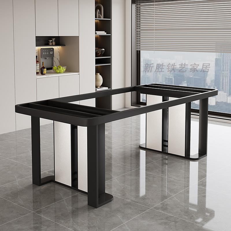 轻奢桌脚不锈钢皮革桌腿岩板奢石餐桌底座大理石桌架支架茶桌定制